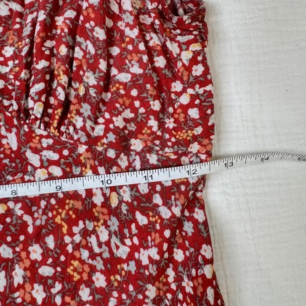 Rails Audrina Red White Ditsy Floral Midi Dress Women's Small Cottage Romantic - Picture 6 of 12